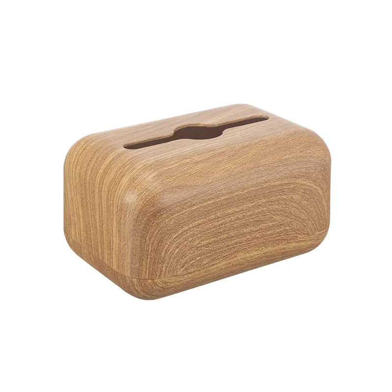 Desktop Tissue Box with Walnut Wood Grain Design